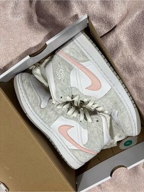 Jordan Mid-Top Sneakers in White and Light Pink